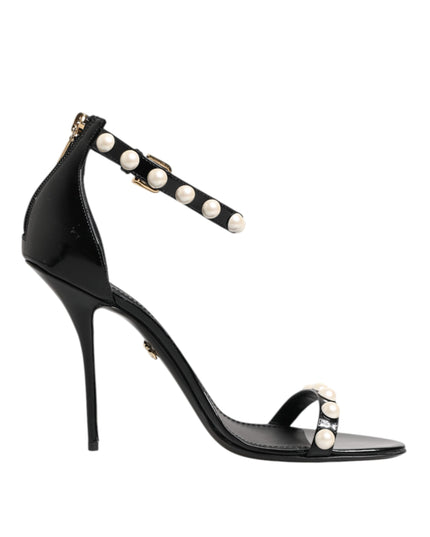 Dolce & Gabbana Black KEIRA Pearl Embellished Sandals Shoes