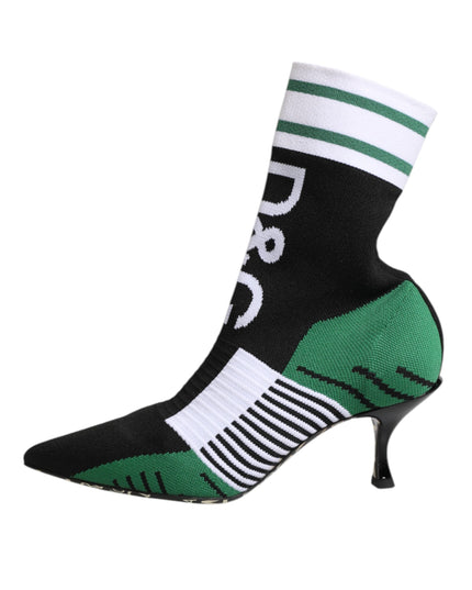 Dolce & Gabbana Green Stretch Sock Style Ankle Boots Shoes