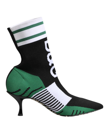 Dolce & Gabbana Green Stretch Sock Style Ankle Boots Shoes