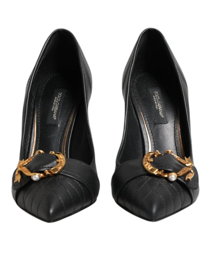 Dolce & Gabbana Black Devotion Leather Heels Pumps Shoes