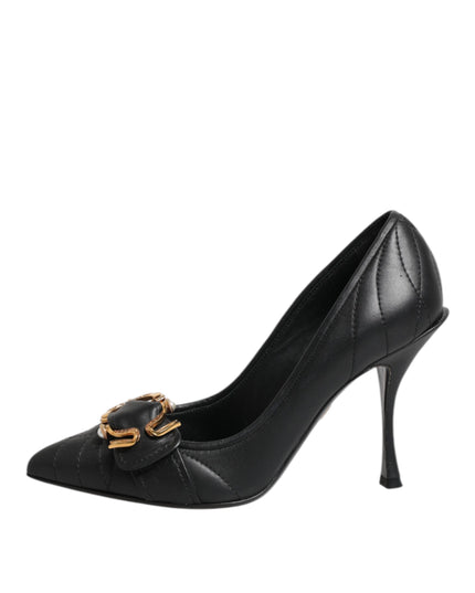Dolce & Gabbana Black Devotion Leather Heels Pumps Shoes