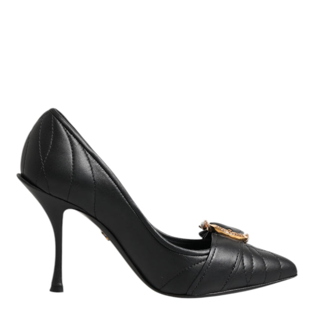 Dolce & Gabbana Black Devotion Leather Heels Pumps Shoes