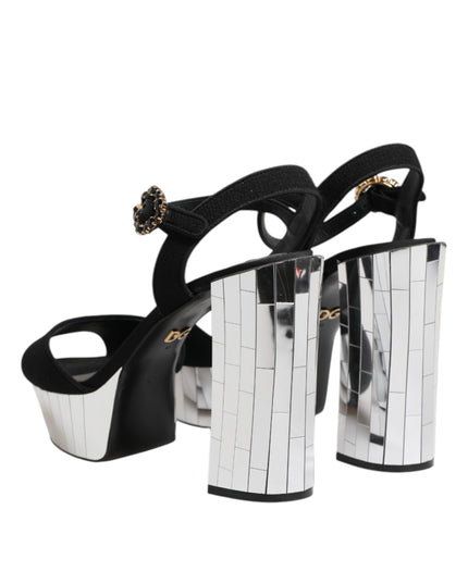 Dolce & Gabbana Black Crystal Ankle Strap Keira Sandal Shoes