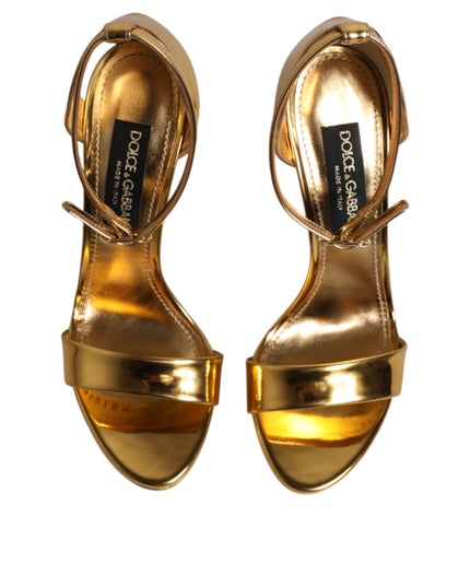 Dolce & Gabbana Gold Leather Platform Keira Sandals Shoes