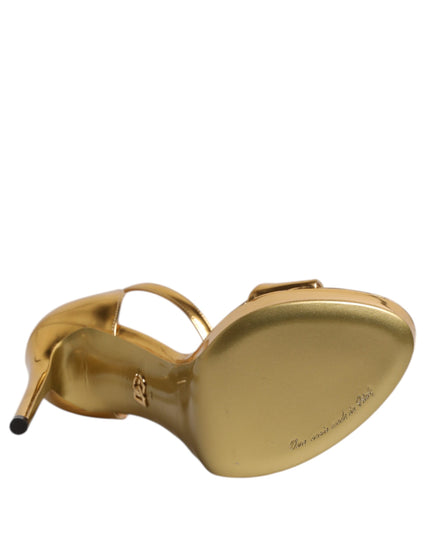 Dolce & Gabbana Gold Leather Platform Keira Sandals Shoes