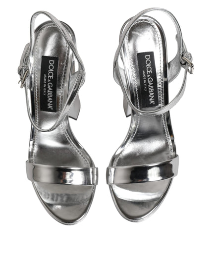 Dolce & Gabbana Silver Leather Platform Keira Sandals Shoes