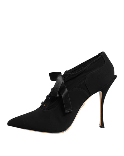 Dolce & Gabbana Black Lace Up Stiletto Heels Pumps Shoes