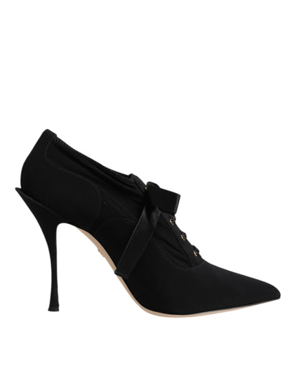 Dolce & Gabbana Black Lace Up Stiletto Heels Pumps Shoes