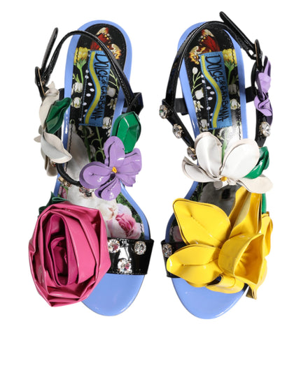 Dolce & Gabbana Multicolor Floral Crystal KEIRA Sandals Shoes