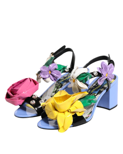 Dolce & Gabbana Multicolor Floral Crystal KEIRA Sandals Shoes