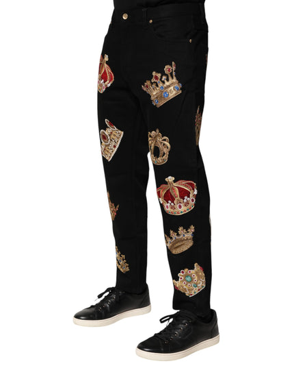 Dolce & Gabbana Black Baroque Royal Men Dress Trouser Pants
