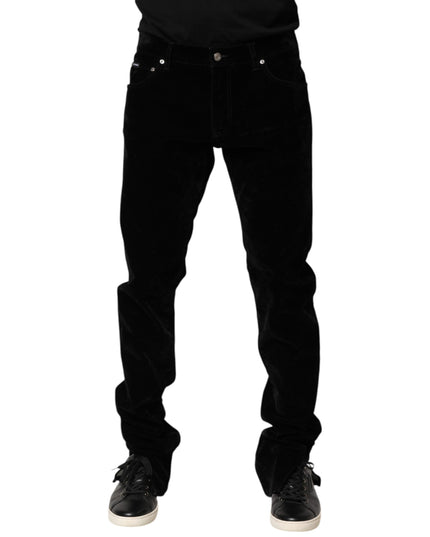 Dolce & Gabbana Black Cotton Men Dress Formal Trouser Pants