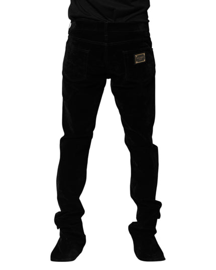 Dolce & Gabbana Black Cotton Men Dress Formal Trouser Pants