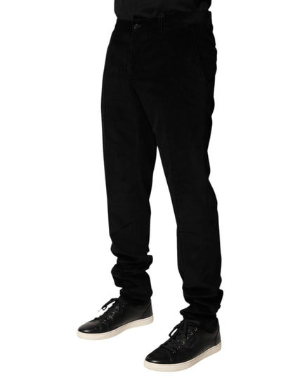 Dolce & Gabbana Black Cotton Men Dress Formal Trouser Pants