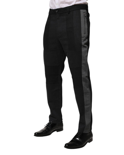 Dolce & Gabbana Black Gray Cotton Dress Formal Trouser Pants