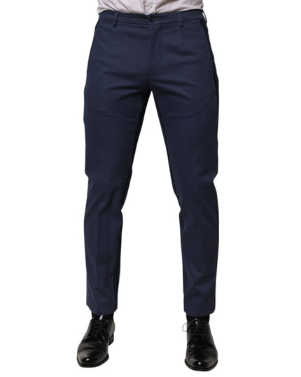 Dolce & Gabbana Blue Cotton Tapered Men Formal Trousers Pants