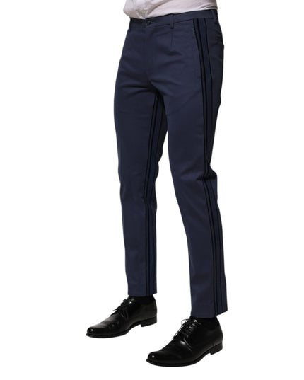 Dolce & Gabbana Blue Cotton Tapered Men Formal Trousers Pants