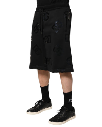 Dolce & Gabbana Black Logo Cotton Bermuda Sweatshorts Shorts