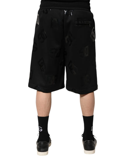 Dolce & Gabbana Black Logo Cotton Bermuda Sweatshorts Shorts
