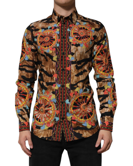 Dolce & Gabbana GOLD Cotton Tiger Carretto Long Sleeve Shirt