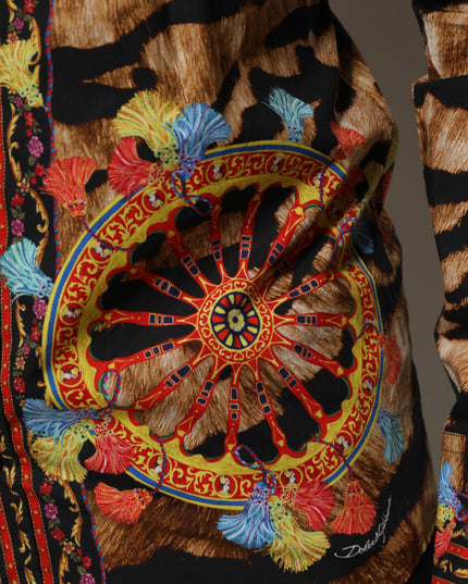 Dolce & Gabbana GOLD Cotton Tiger Carretto Long Sleeve Shirt