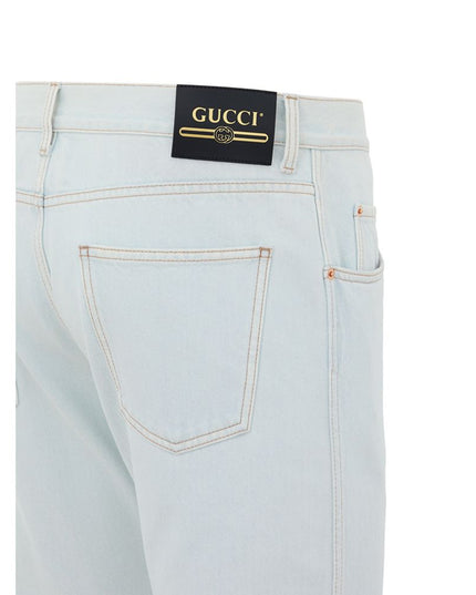 Gucci Blue Cotton Relaxed Fit Jeans