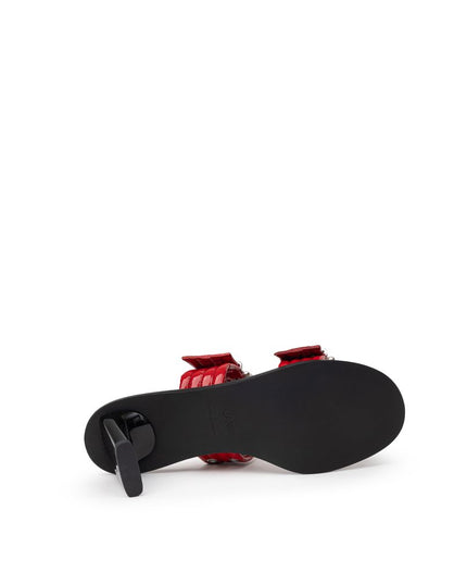 Ganni Red Leather Stiletto Heel Sandals
