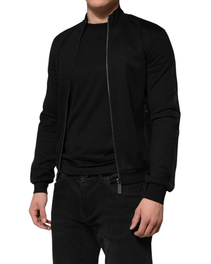 Dolce & Gabbana Black Cotton Logo Full Zip Men Bomber Jacket