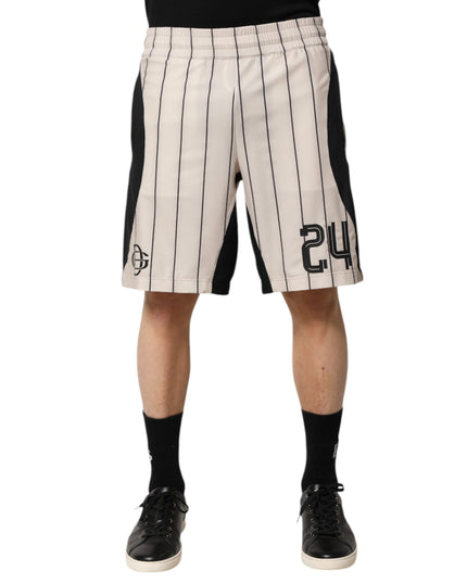 Dolce & Gabbana Off White Polyester DG Logo Sweatshorts Shorts