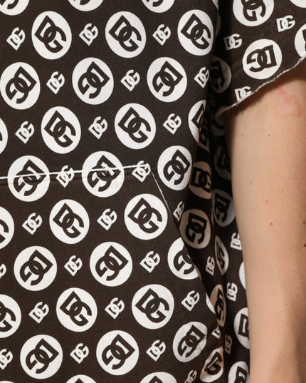 Dolce & Gabbana Brown White DG Logo Short Hoodie Sweater