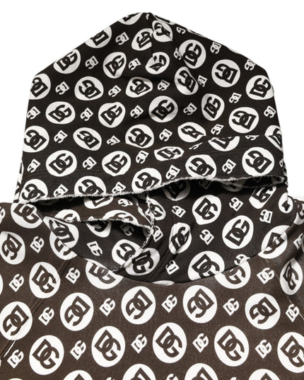 Dolce & Gabbana Brown White DG Logo Short Hoodie Sweater