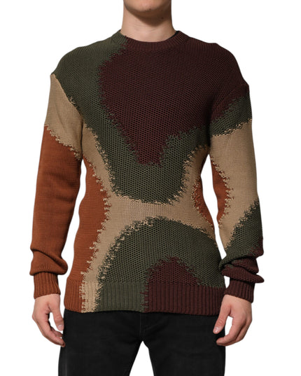 Dolce & Gabbana Multicolor Cotton Abstract Men Pullover Sweater