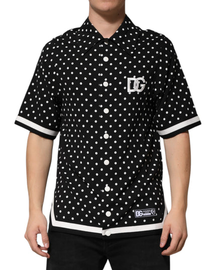 Dolce & Gabbana Black Polka Dot Short Sleeves Collared Polo T-shirt