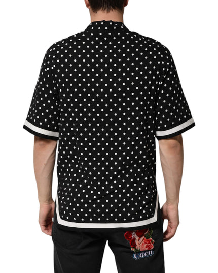 Dolce & Gabbana Black Polka Dot Short Sleeves Collared Polo T-shirt