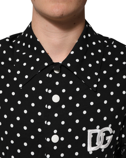 Dolce & Gabbana Black Polka Dot Short Sleeves Collared Polo T-shirt