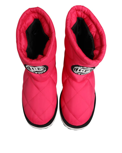 Dolce & Gabbana Pink White Viscose Padded Mid Calf Boots Shoes