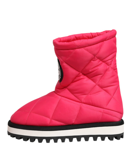 Dolce & Gabbana Pink White Viscose Padded Mid Calf Boots Shoes