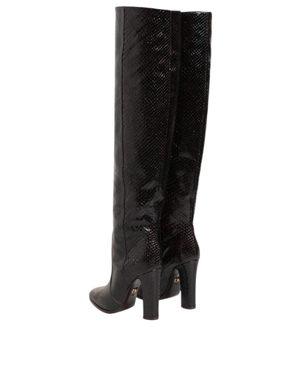 Dolce & Gabbana Brown Python Snakeskin Print Riding Boots Shoes