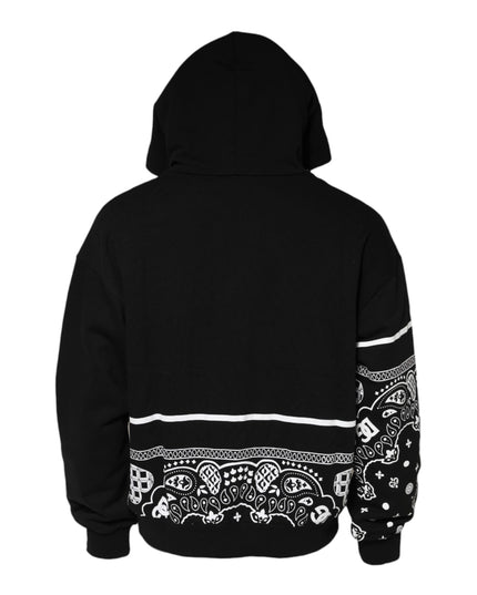 Dolce & Gabbana Black Bandana Hooded Men Sweatshirt Sweater
