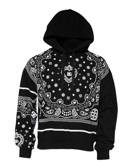 Dolce & Gabbana Black Bandana Hooded Men Sweatshirt Sweater