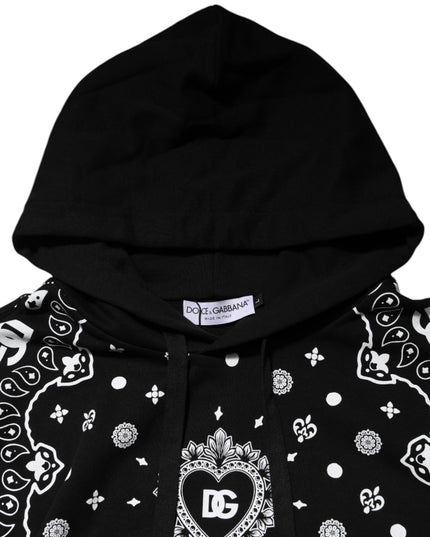 Dolce & Gabbana Black Bandana Hooded Men Sweatshirt Sweater