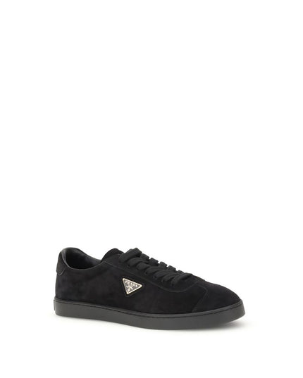 Prada Black Calf Leather Bos Taurus Low Top Sneakers