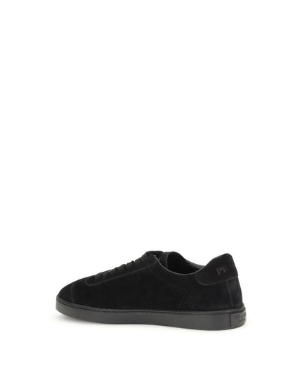 Prada Black Calf Leather Bos Taurus Low Top Sneakers