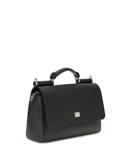 Dolce & Gabbana Black Calf Leather Bos Taurus Shoulder Bag
