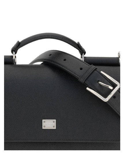 Dolce & Gabbana Black Calf Leather Bos Taurus Shoulder Bag