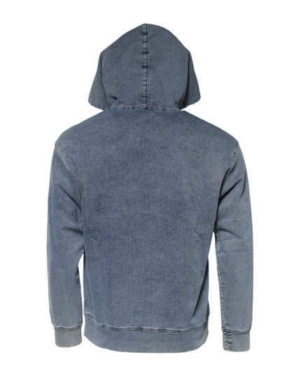 Dolce & Gabbana Blue Cotton Blend Hooded Sweatshirt Sweater
