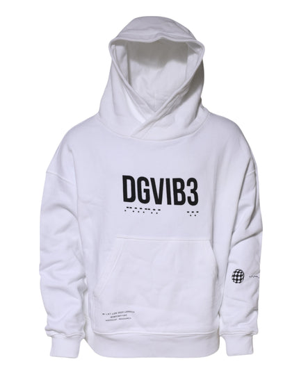 Dolce & Gabbana White DG Vib3 Hooded Men Sweatshirt Sweater