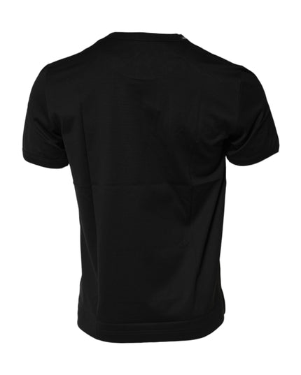 Dolce & Gabbana Black Cotton Logo Print Crew Neck T-shirt
