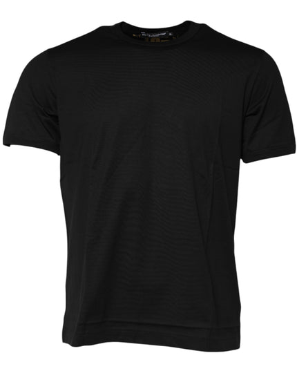 Dolce & Gabbana Black Cotton Logo Print Crew Neck T-shirt