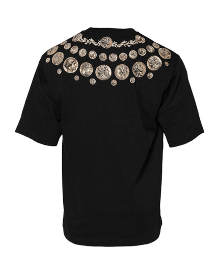 Dolce & Gabbana Black Coin Print Cotton Crew Neck T-shirt